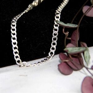 Vintage Sterling Silver 925 Curb Link Chain Bracelet 8 Inch 3.8mm